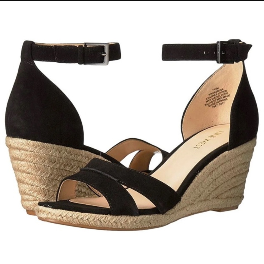 Nine West Jabrina Espadrille Wedge Sandal Black 7.5
